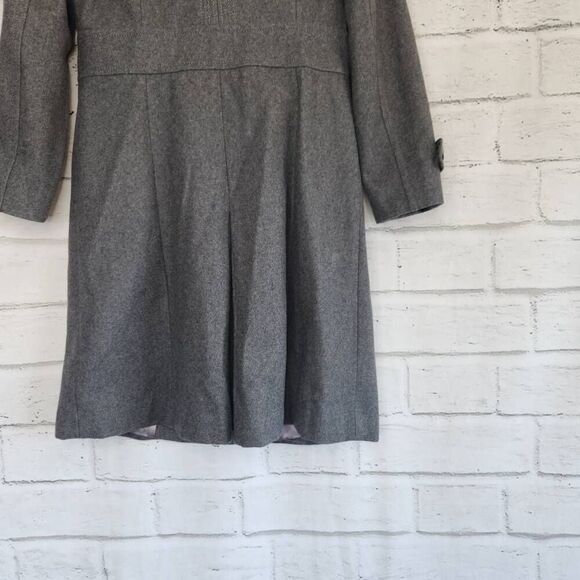 Kenneth Cole Women's Grey Lined Wool Blend Button Front Long Peacoat Size 8 - Picture 9 of 16